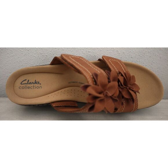 Clarks Collection Women's Sz 12M Tan/Brown Leather Merliah Raelyn Wedge Sandals - Picture 7 of 14